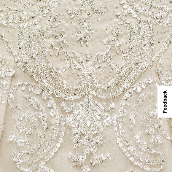 Oleg Cassini Beaded Lace Tulle Wedding Dress - Picture 4 of 9